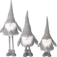 SANTA CLAUS ON TELESCOPIC LEGS 30X18X100CM SILVER