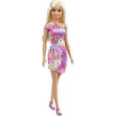 Mattel Barbie Purple Dress with Flowers - Blonde Doll with Colorfull Dress (GVJ96)