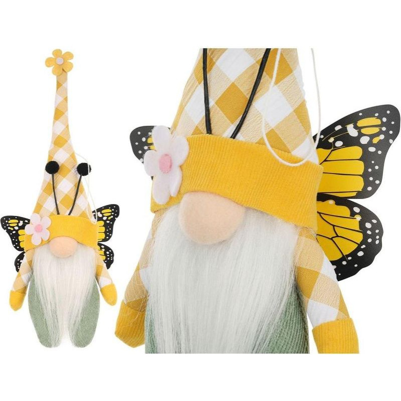 GNOME BUTTERFLY YELLOW 25CM SPRING DECORATION