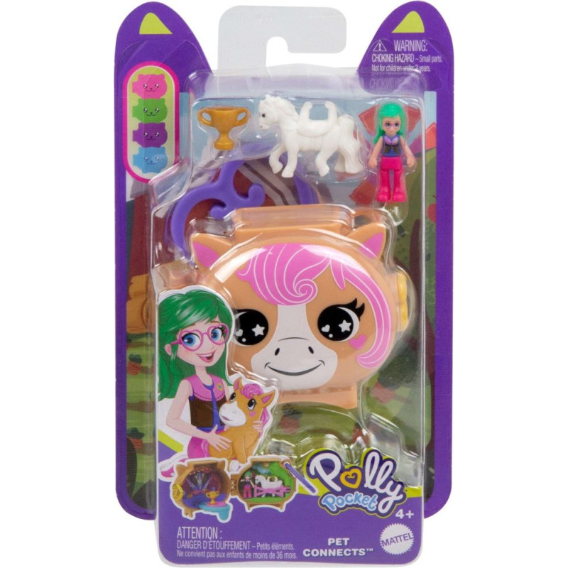 Mattel Polly Pocket Mini: Pet Connects - Horse Compact Playset (JCB20)