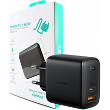 Aukey Pa-b3 omnia gan ładowarka sieciowa 2xusb power delivery (1xusb a+1xusb c) 65w 5.4a