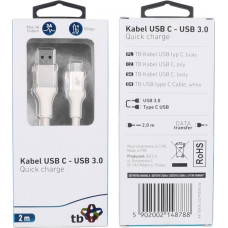 TB Kabel usb 3.0 - usb c 2m premium 3a biały tpe