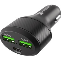 Natec Ładowarka samochodowa coney 2x usb 1x usb-c qc 3.0 power delivery 84w czarna