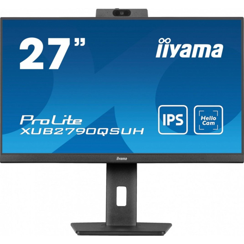 Iiyama Monitor 27 cali xub2790qsuh-b1 ips,qhd,cam,mic,hdmi,dp,3xusb(3.2),  100hz,adaptive sync,flickerfree,2x2w,windows hello