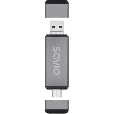 Savio Czytnik kart sd 3w1, usb-c+ usb-a 2.0+ micro usb, ak-72