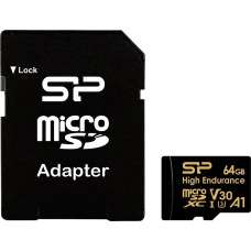 Silicon Power Karta pamięci microsdxc high endurance 64gb v30 uhs-1 u3 a1 24/7 + adapter microsd-sd