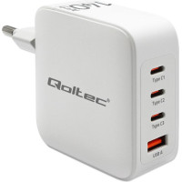 Qoltec Ładowarka sieciowa 140w gan | 5-20v | 2.5-5a | 3xusb-c pd | 1xusbqc 3.0 | biała