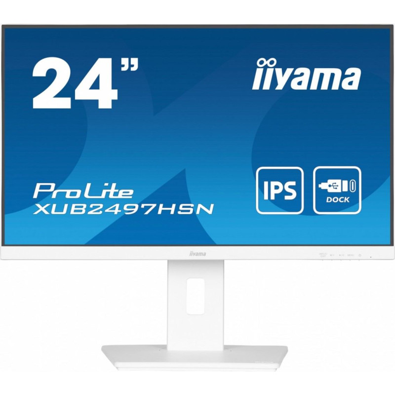 Iiyama Monitor 24 cale xub2497hsn-w2 ips, usb-c dock, hdmi, dp, 300cd, pivot, has, biały /5y/