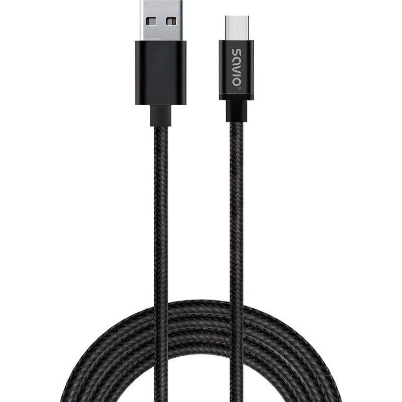 Savio Kabel savio cl-129 (usb typu c - usb 2.0 typu a ; 2m; kolor czarny)