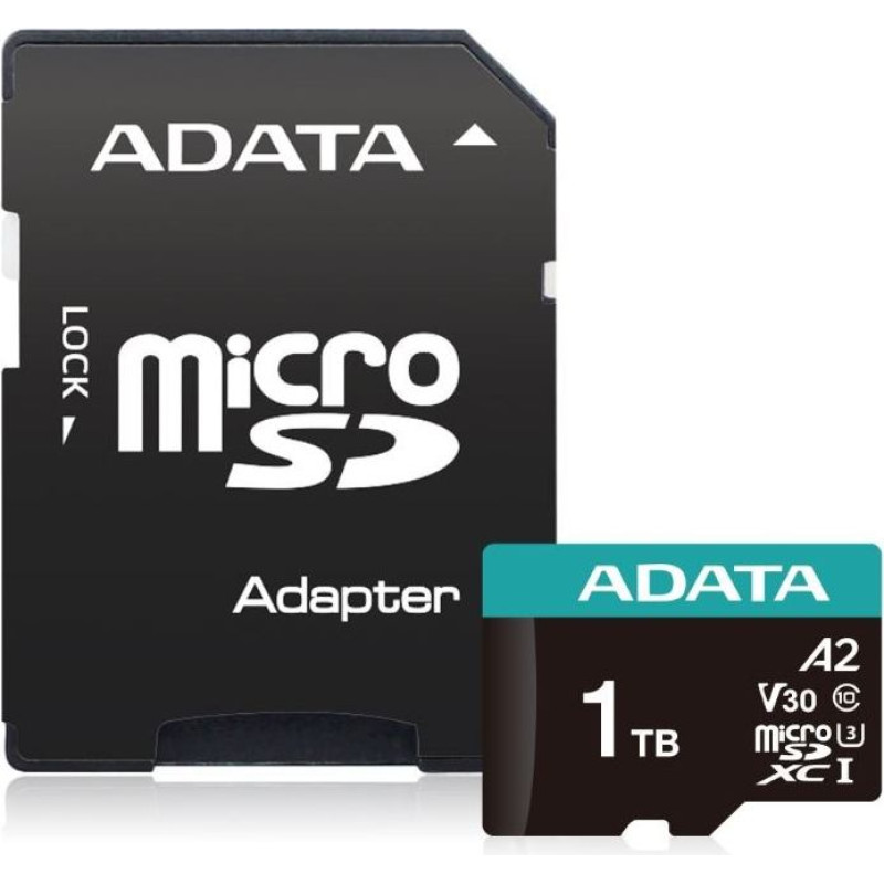 Adata Micro sd premierpro 1tb uhs1 u3 v30 100/85 mb/s + adapter