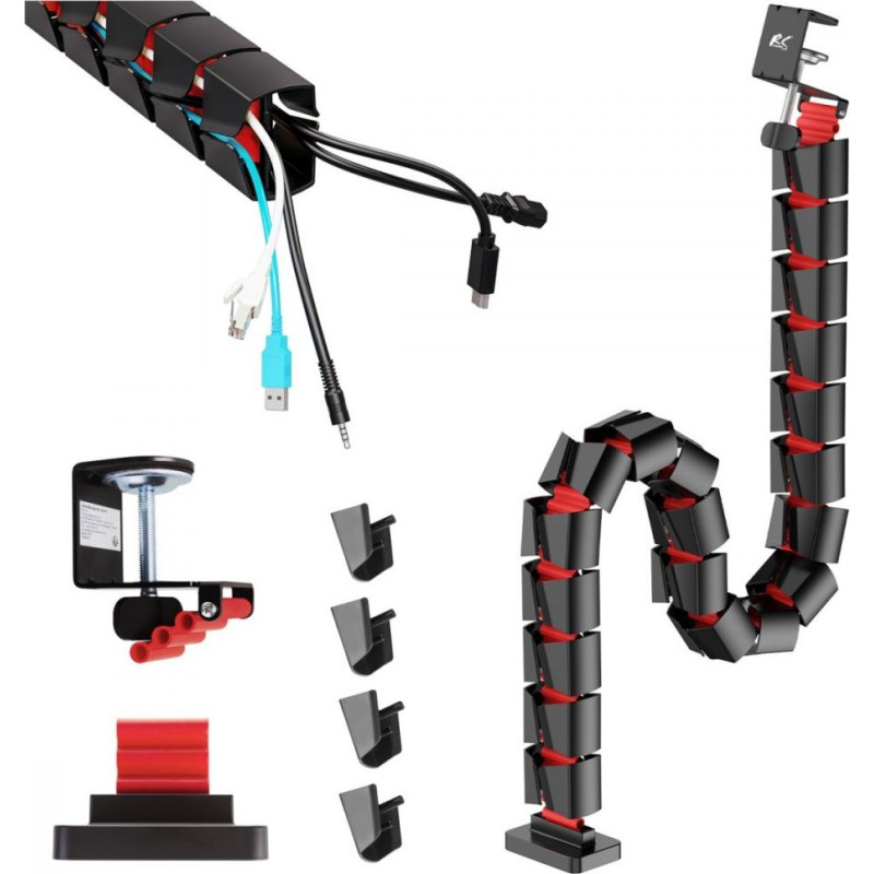 Maclean Organizer kabli, 1345mm czarno czerwony rs125