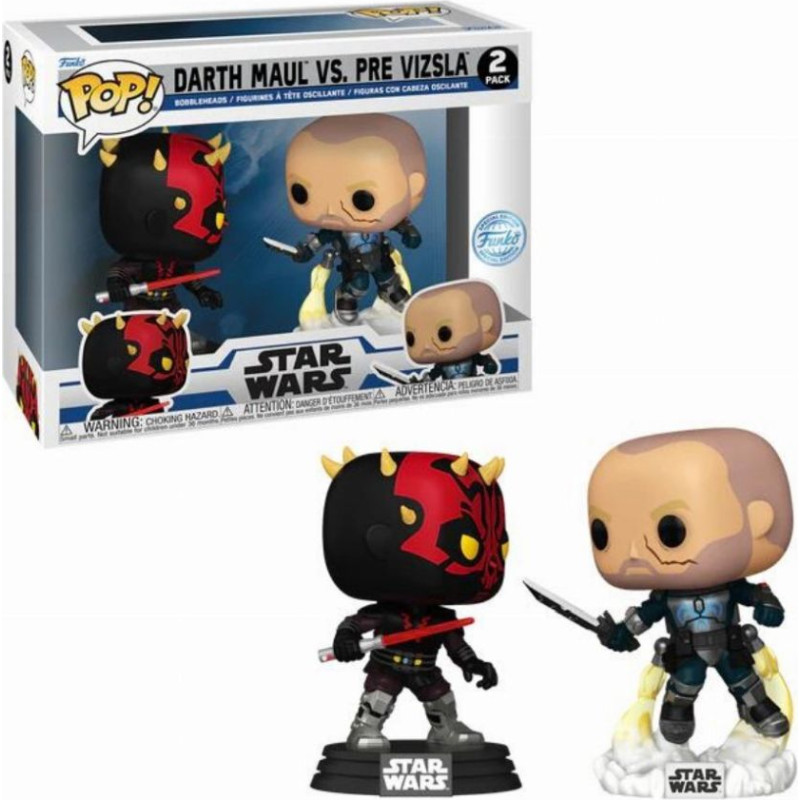 Funko Pop! 2-Pack Disney Star Wars: Clone Wars Duels - Darth Maul VS. Pre Vizsla (Special Edition) Bobble-Head Vinyl Figures