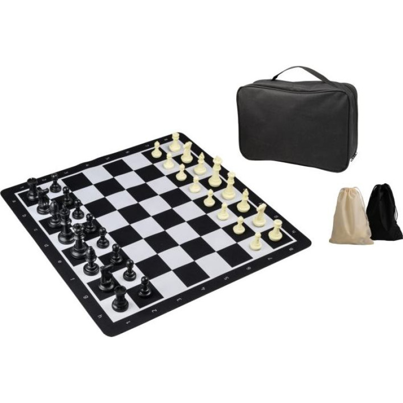 Philos Chess Set, rollable, field 55 mm, with plastic pieces and carrying bag šahs