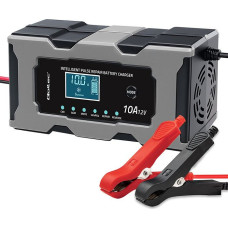 Qoltec Mikroprocesorowa ładowarka 12v 10a | prostownik z funkcją naprawy do akumulatora agm gel lifepo4 | lcd