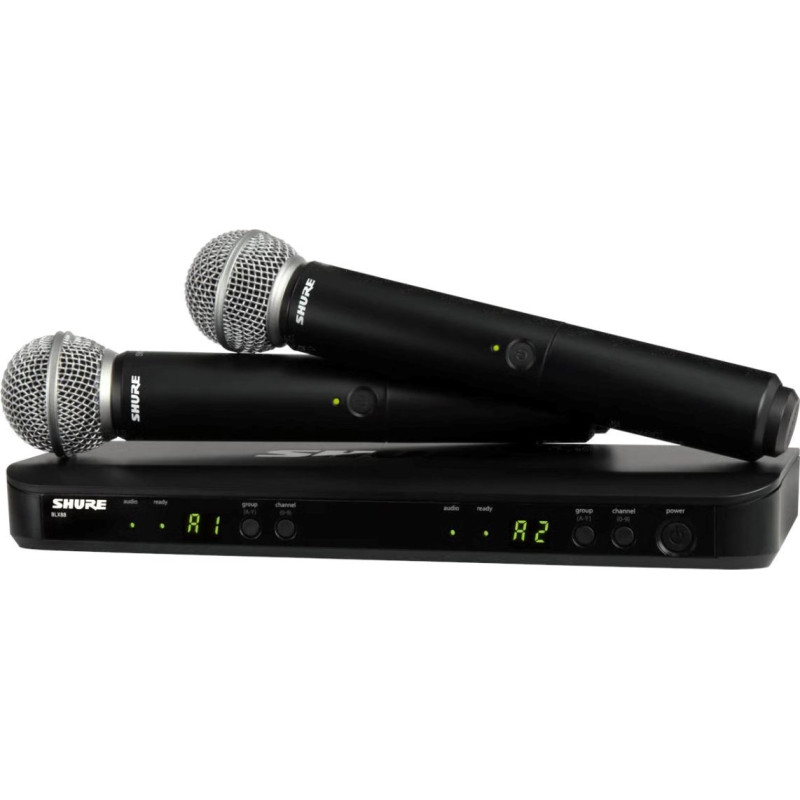 Shure blx288e/sm58-h8e - system bezprzewodowy z odbiornikiem i mikrofonami