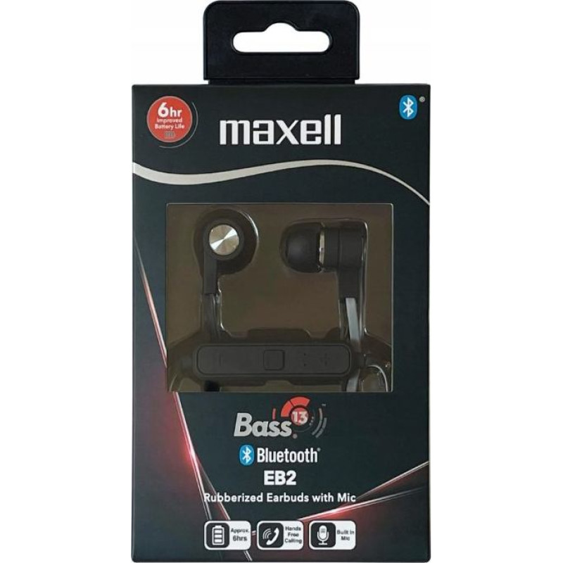 Maxell słuchawki bezprzewodowe douszne bluetooth  bass-13 bt ep black
