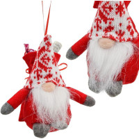 DECORATIVE SANTA CLAUS WITH GIFT BAG 15CM RED