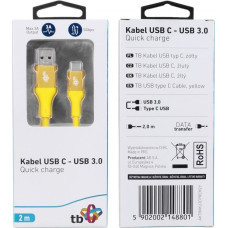 TB Kabel usb 3.0 - usb c 2m premium 3a żółty tpe