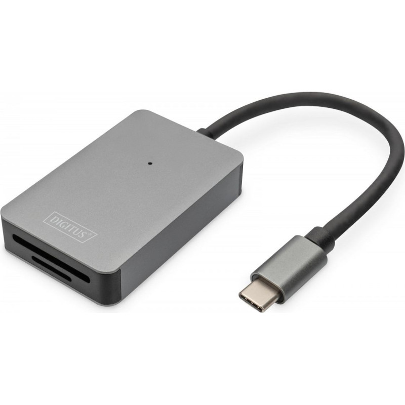 Digitus Czytnik kart usb-c, 2-portowy uhs-ii sd4.0 tf4.0 high speed, aluminiowy, szary