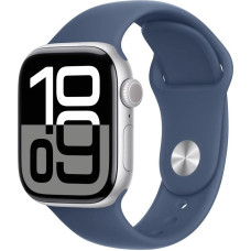 Apple Watch series 10 gps + cellular, koperta 42 mm z aluminium w kolorze srebrnym z paskiem sportowy w kolorze denim - rozmiar s/m
