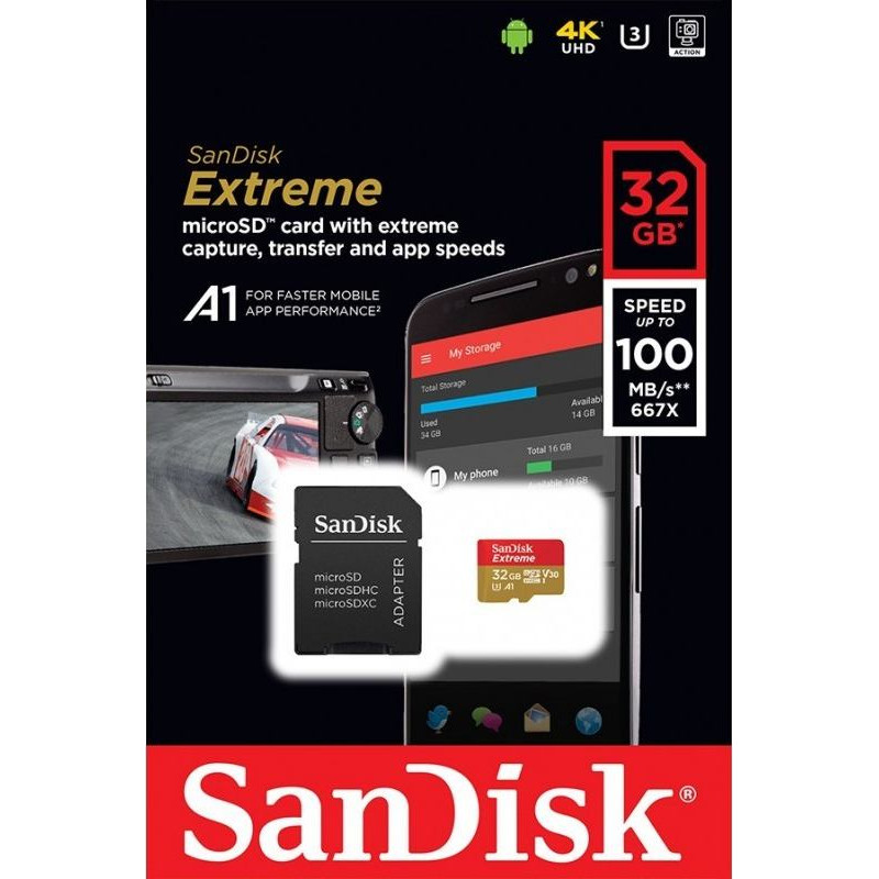 Sandisk Extreme microsdhc 32gb 100/60 mb/s a1 v30 u3