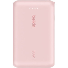 Belkin Powerbank boostcharge 10k mah 20w wbudowany kabel-c, port-c, różowy