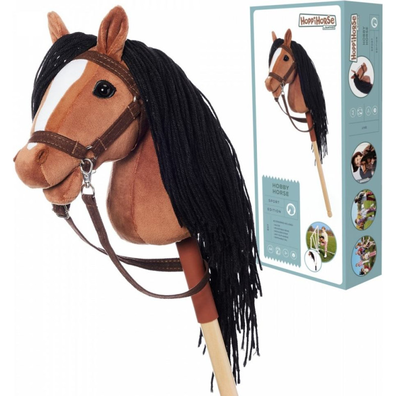 Tootiny Koń na kiju hobby horse hoppihorse a4 bay - ciemny brąz, maść gniada