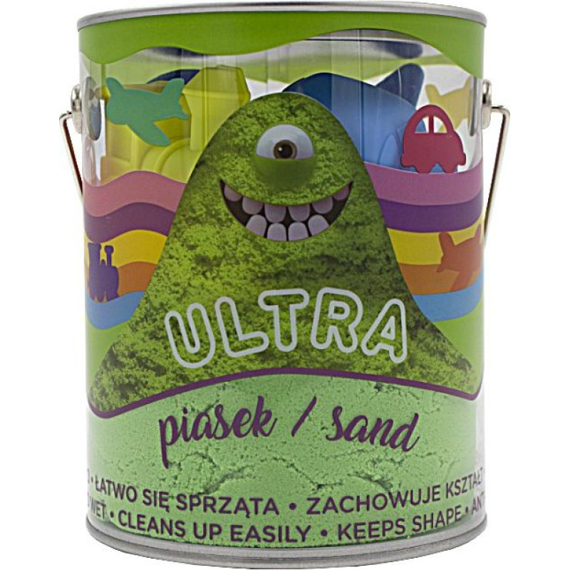 Epee Piasek ultrapiasek puszka 900g 4 duże foremki 2 narzędzia zielony pojazdy