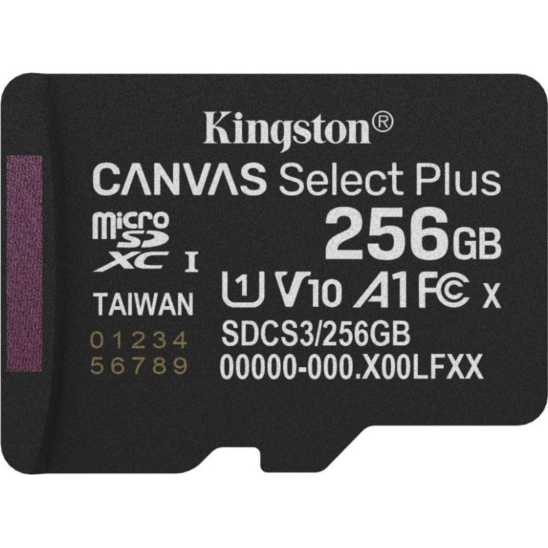 Kingston microsdxc 256gb canvas select plus gen3