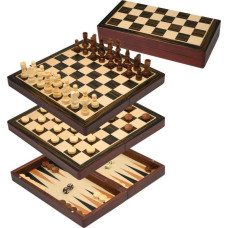 Philos Chess Backgammon Checkers Set, field 30 mm, magnetic lock šahs nardi dambrete