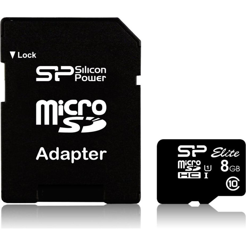 Silicon Power Karta pamięci silicon power microsdhc elite 8gb cl10 uhs-1 (u1) + adapter microsd-sd (sp008gbsthbu1v10sp)