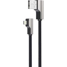 Aukey Cb-al01 oem kabel 90° lightning - usb-a 2m mfi apple kątowy wtyki 90 stopni nylonowy oplot czarny
