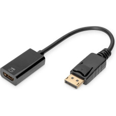 Digitus Kabel adapter displayport z zatrzaskiem 1080p 60hz fhd typ dp/hdmi a m/Ż 0,2m czarny