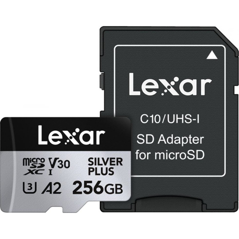 Lexar Karta pamięci microsd 256gb c10 a2 u3 v30 205/150mb/s silver plus