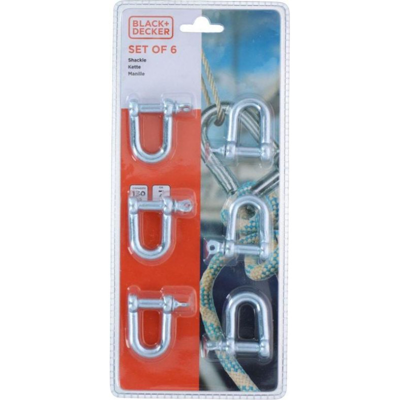 STEEL SCREW-LOCK SHACKLE 6 PCS BLACK + DECKER