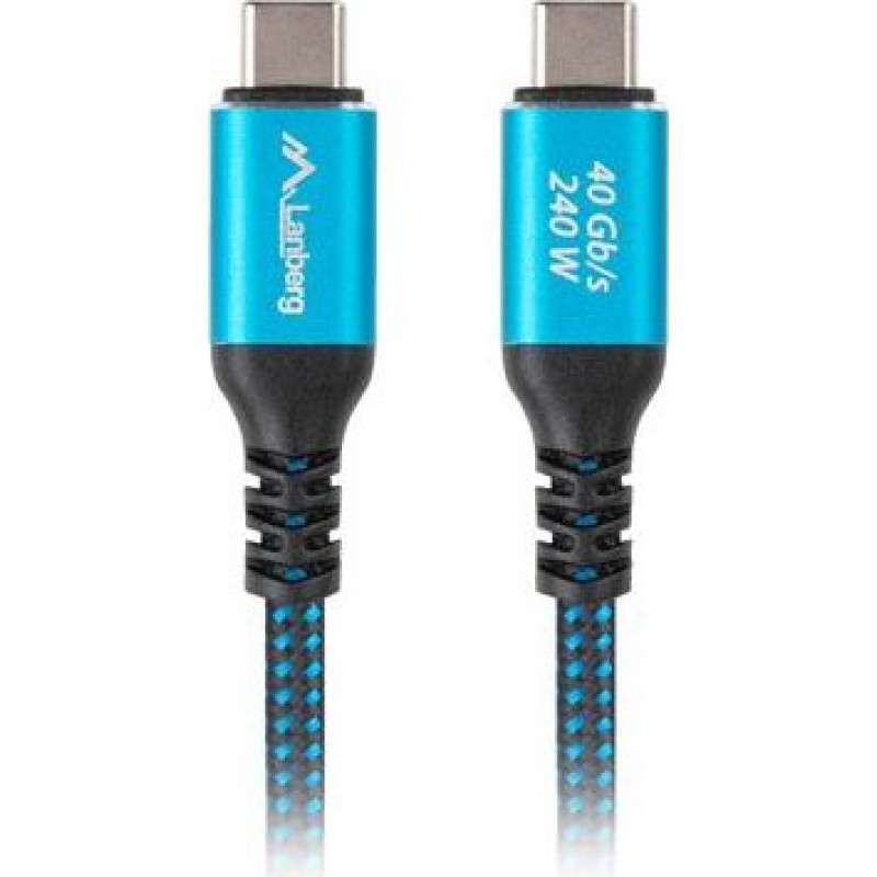 Lanberg kabel usb-c m/m usb4 0.5m 240w 8k 60hz czarno-niebieski