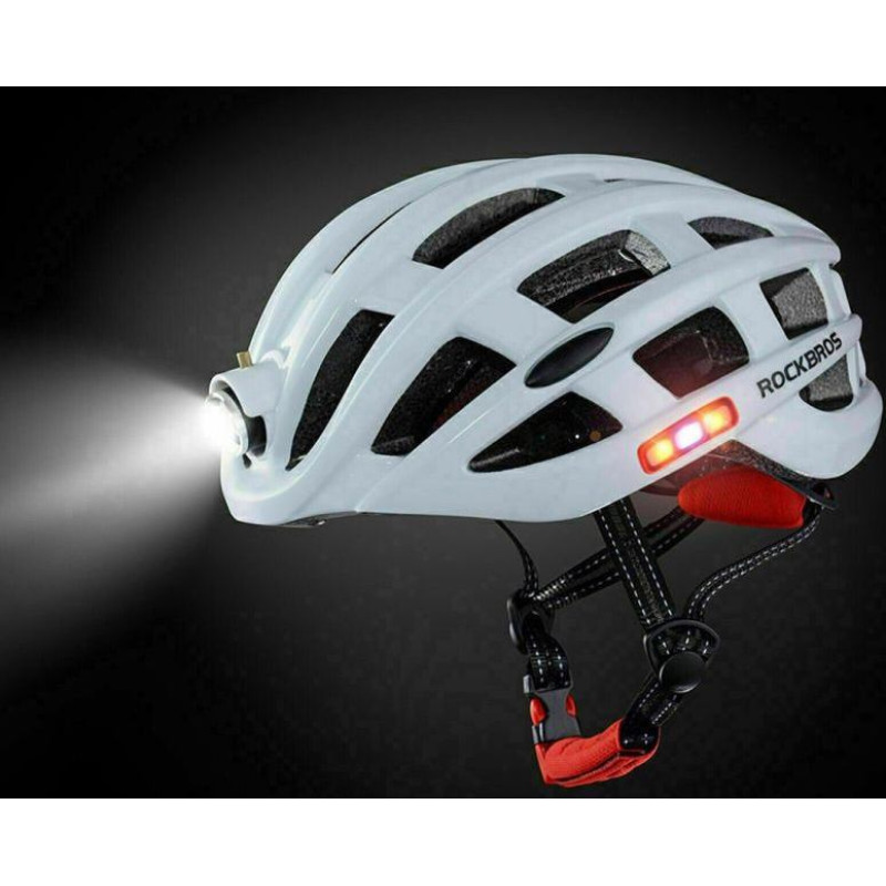 Rockbros MTB bike helmet with light white 57-62cm
