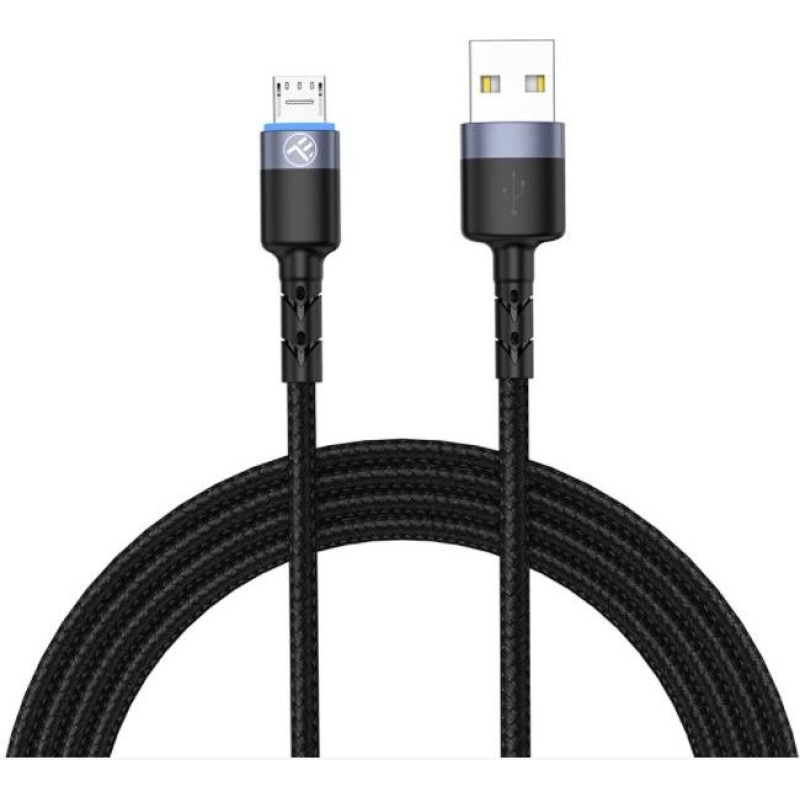 Tellur Data Cable USB to Micro USB LED Nylon Braided 1.2m Black