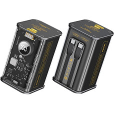 Wekome Powerbank 20000 mah super fast charging z wbudowanym kablem usb-c pd 20w & lightning + usb-a qc3.0 22.5w czarny
