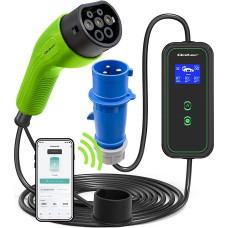 Qoltec Mobilna ładowarka do samochodu elektrycznego ev z regulacją 2w1  typ2 | 7kw | 230v | cee 3 pin | wifi | lcd | przenosna | wallbox | 5m