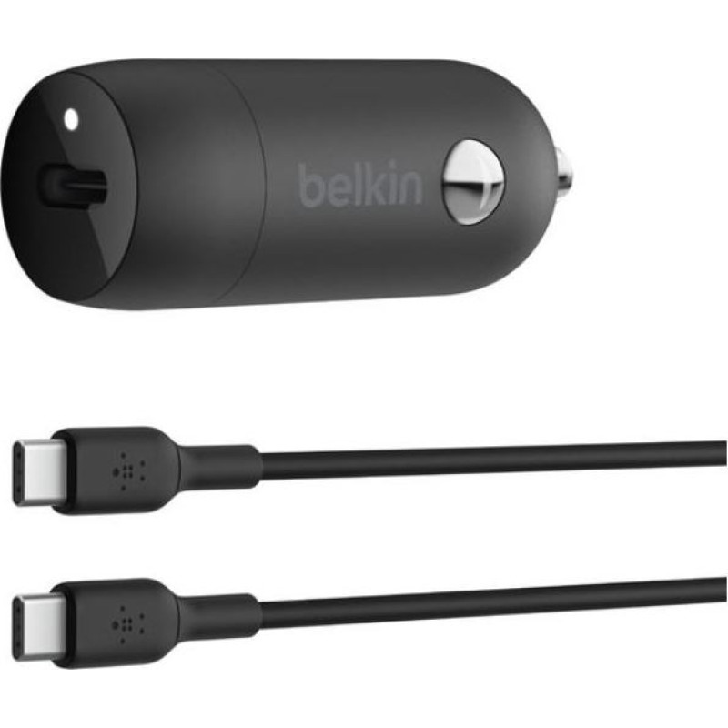 Belkin Ładowarka samochodowa 30w pd pps czarna + kabel usb-c