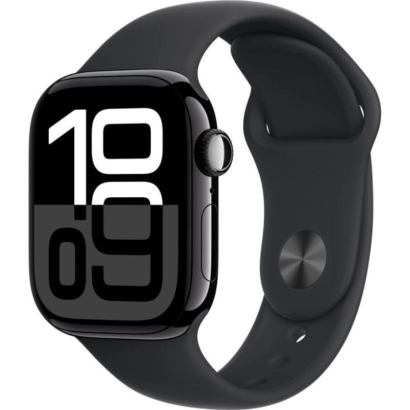Apple Watch series 10 gps + cellular, koperta 42 mm z aluminium w kolorze onyksu z paskiem sportowym w kolorze czarnym - rozmiar s/m