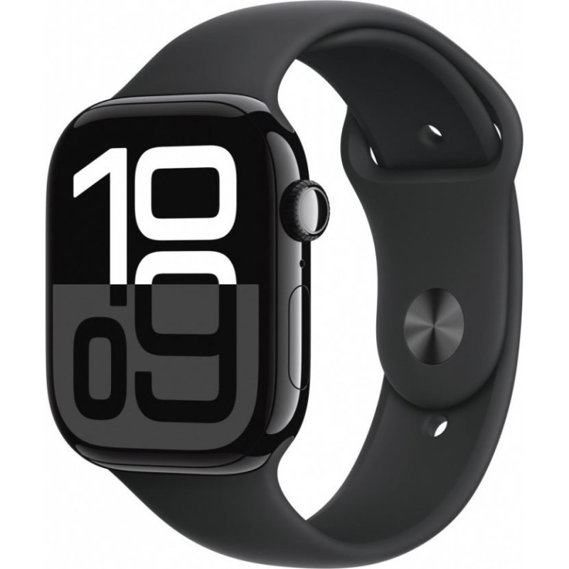 Apple Watch series 10 gps + cellular, koperta 46 mm z aluminium w kolorze onyksu z paskiem sportowym w kolorze czarnym - rozmiar s/m