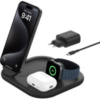 Belkin Magnetyczna podstawka ładująca boostcharge 3w1 qi2 15w czarna składana