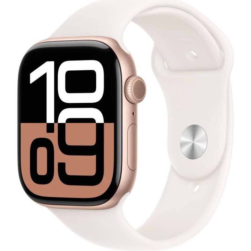 Apple Watch series 10 gps + cellular, koperta 46 mm z aluminium w kolorze różowego złota z paskiem sportowym w kolorze łagodnego różu - rozmiar s/m