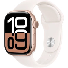 Apple Watch series 10 gps, koperta 42 mm z aluminium w kolorze różowego złota z paskiem sportowym w kolorze łagodnego różu - rozmiar m/l