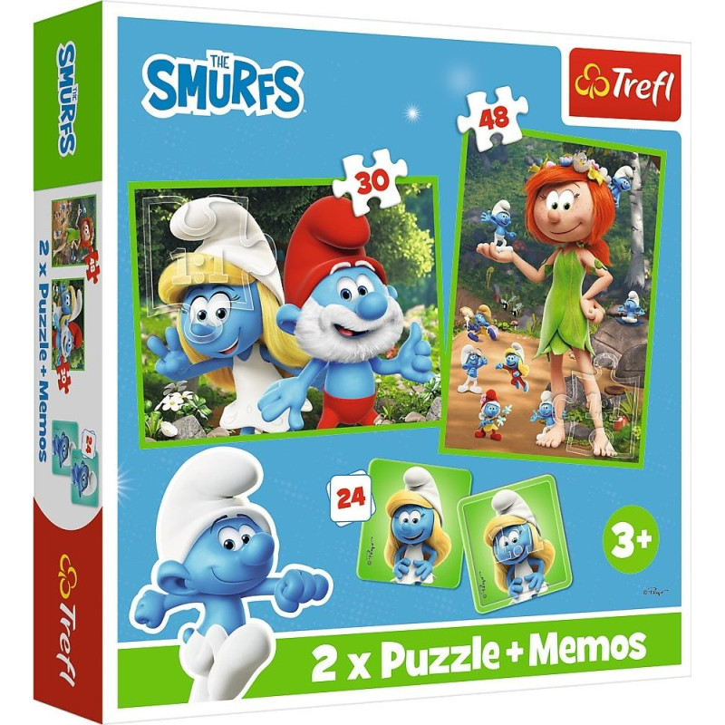 Trefl Puzzle 2w1 puzzle i memos wesołe zabawy smerfów