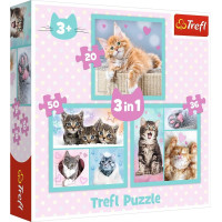 Trefl Puzzle 3w1 słodkie zwierzaki kotki
