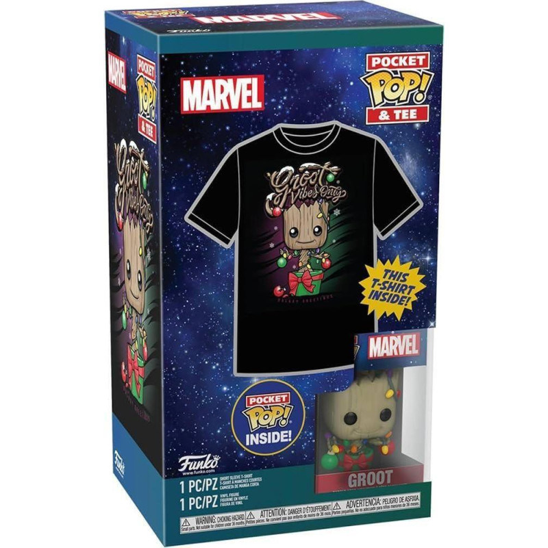 Funko Pocket Pop!  Tee (Child): Guardians of the Galaxy - Holiday Groot Vinyl Figure  T-Shirt (XL)