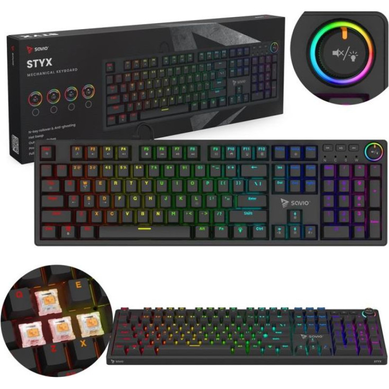 SAVIO MECHANICAL KEYBOARD STYX OUTEMU PEACH SILENT HOT SWAP RGB